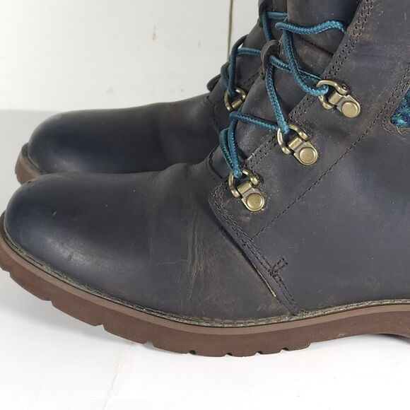 The North Face Women's Ballard US8 Brown Blue Oiled Leather Knit Lace Up Boots - Picture 12 of 16